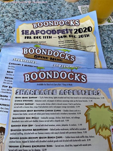Boondocks grille and draft house menu  Share